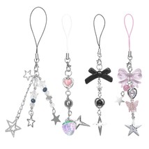 4Pcs Cute Phone Charms Aesthetic Y2K Cell Phone Charms Strap Pink Strawb... - £10.26 GBP