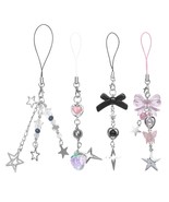 4Pcs Cute Phone Charms Aesthetic Y2K Cell Phone Charms Strap Pink Strawb... - £10.21 GBP