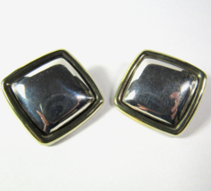 All Sterling Silver Square Non Pierced Earrings Designer Signed Laton 20.7 grams - £39.08 GBP