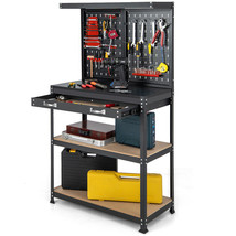 Multi-use Workbench with 2 Shelves Heavy-Duty Work Table Tool Storage Bench - £161.30 GBP