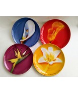 Bright Colorful Set of 4 Collectible Porcelain Dessert Plates Givenchy P... - $35.86 CAD