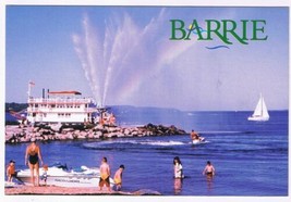 Postcard Barrie Ontario People At Beach Boats - $3.95