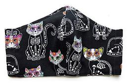 Skeleton Kitty Cat Face Mask, Cute Spooky Rainbow Sugar Skull, USA Made ... - $16.61