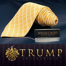 Donald J Trump Yellow Crossover Striped Silk Tie - $101.20
