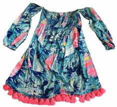 Lilly Pulitzer Trina Beach Mini Dress Smocked Off Shoulder Size XS - £32.24 GBP