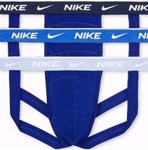 Nike Underwear Mens XXL 3 Pack Dri Fit Jock Strap Cotton Stretch Blue Comfort - £25.55 GBP