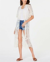 INC International Sheer Lace Tulle Ivory Wedding Cover Up Open Front Kimono OS - £22.37 GBP