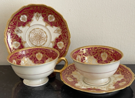 Vintage  Hohenberg Bavaria Black Knight Cups and Saucers - £157.11 GBP