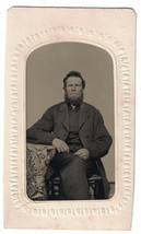 Tintype Photo-Man in full beard - Rosy Cheeks - in small paper holder VG Clean - £6.85 GBP