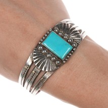 6.5&quot; 30&#39;s-40&#39;s Navajo silver and turquoise bracelet - £428.88 GBP