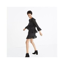 Madewell Black Dress Waterlily Ruffle Eyelet Midi Party Cocktail Holiday... - £35.22 GBP