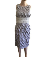 London Times Ruffle Sheath Dress Layered Sleeveless Silver Gray Side Zip... - £23.74 GBP