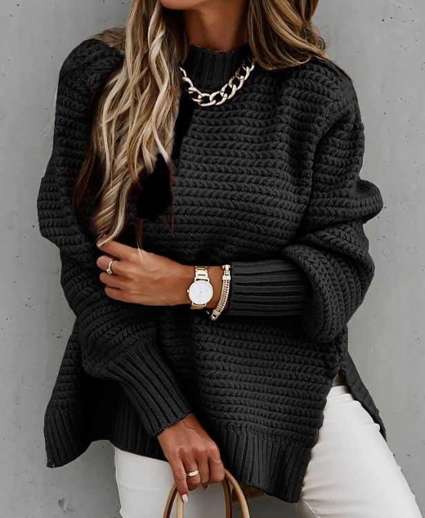Women&#39;s s Pullover O-Neck Loose New Korean Long Sleeve Elegant   Solid Chic   Vi - £86.01 GBP