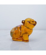 Fenton Amber Glass Hand Painted Pig Floral Accents Cute Mini Figure Carn... - $55.19