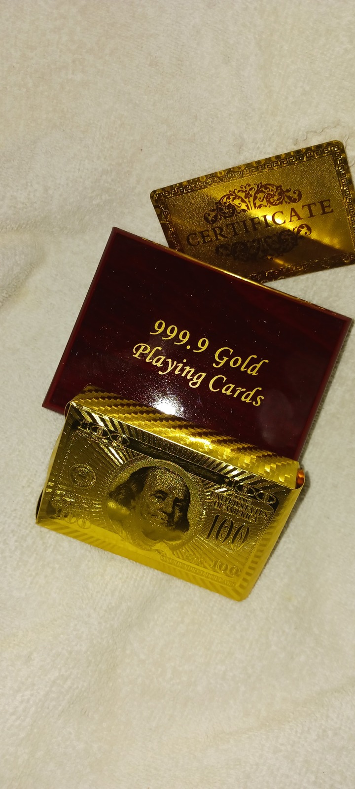THE 24KT GOLD PLAYERS CARDS/ CERTIFIED IN WOODEN CEDAR COLLECTORS CASE/2... - $9.99