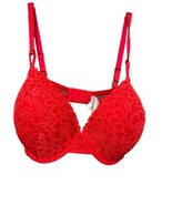 Victorias Secret Red Lace Padded Underwire Bra 38DD Adjustable Straps - $16.71