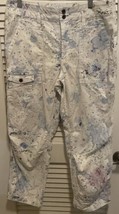 Anthropologie The Wanderer Paint Splatter Cargo Pants Jeans 30 P High Wa... - £31.53 GBP
