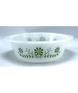 Vintage Glasbake 2-Qt Casserole Jeannette J514  Milk Glass w/ Green Dais... - $357.12 MXN