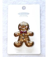 NWT Sparkly 2&quot; Silver Gingerbread Man Brooch Pin - £11.12 GBP