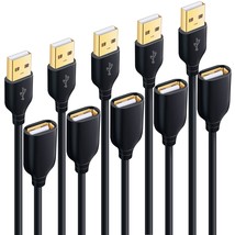 Usb Extension Cable, [5Pack] 10 Ft Extra Long Type A Male To Female Usb 2.0 Exte - £29.87 GBP