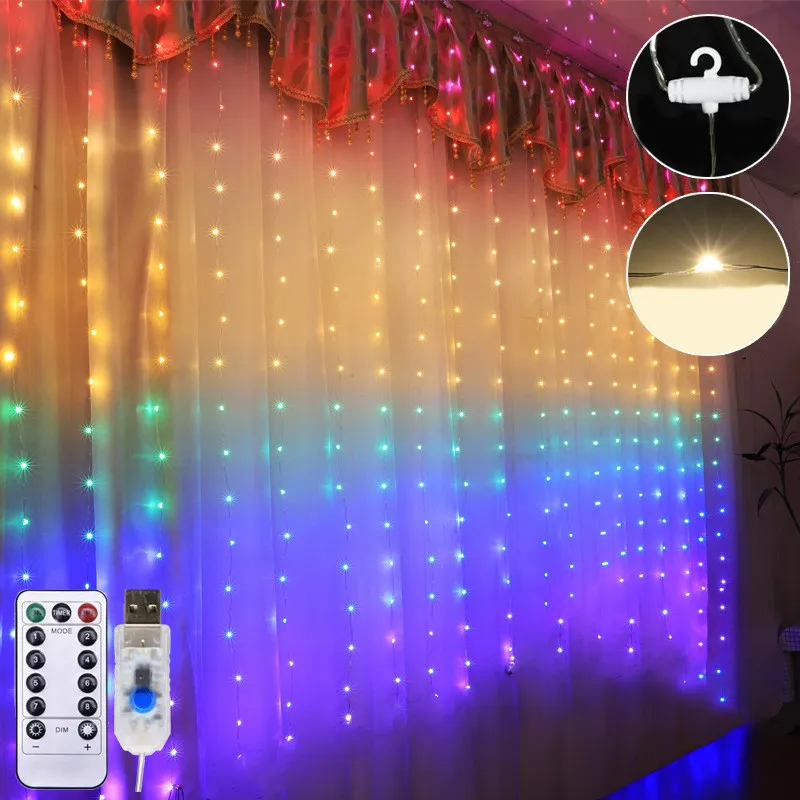 1.5 * 2M LED Curtain Light USB Eight Function Mode Fairy Lights String Christmas - £96.24 GBP
