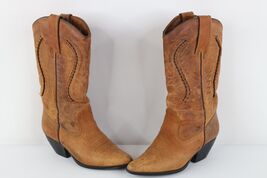 Vtg 70s 80s Streetwear Womens 6M Braided Leather Cowboy Boots Western Br... - $2,169.67 MXN