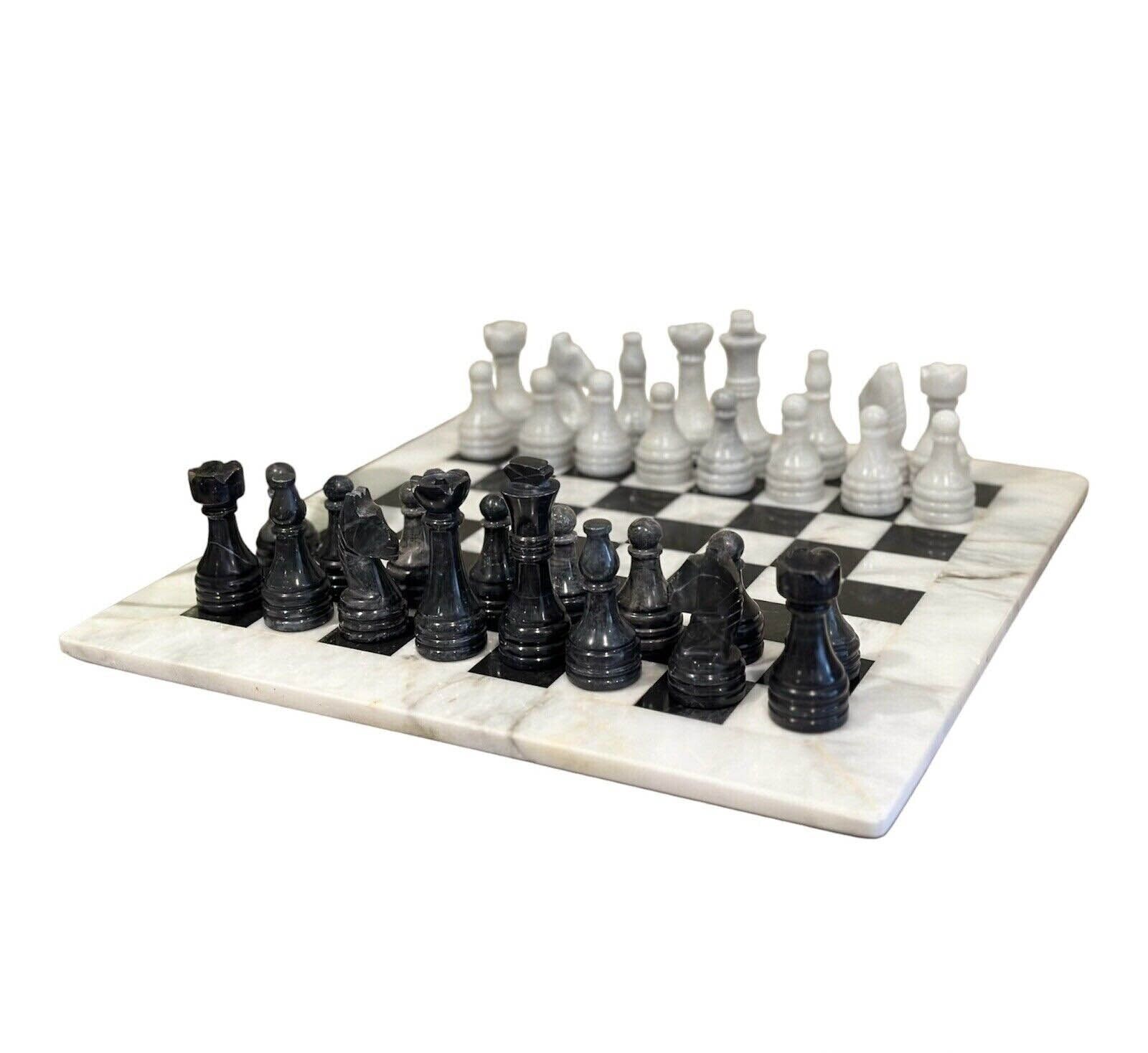 Marble Chess Board Set with Pieces Hand-carved Chess Set Christmas Gift ... - $186.89