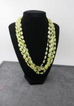 Vintage Yellow AB Beaded Necklace Multi Strand 26&quot; Light Weight Early Plastic - £7.90 GBP