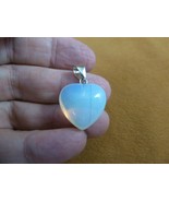(j-hea-15) White Opalite glass gemstone heart shaped Pendant I love hear... - €12,08 EUR