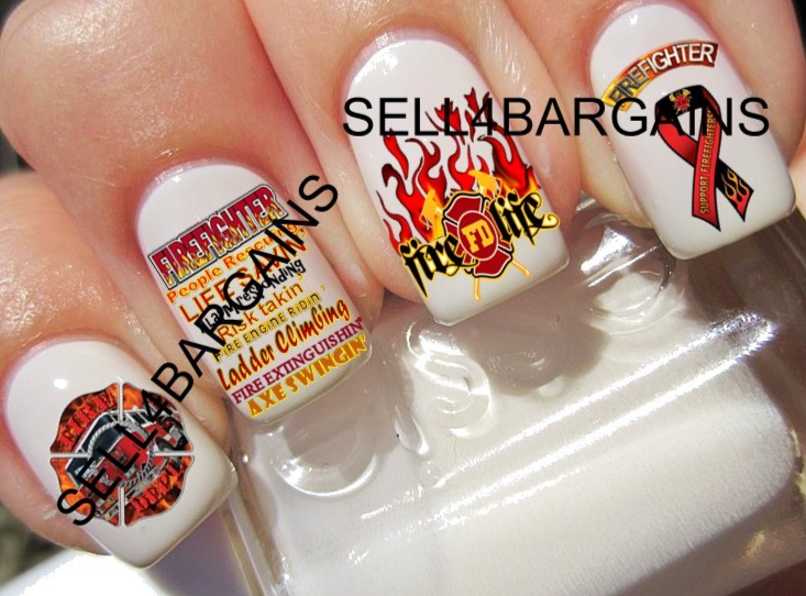 Primary image for 40 FIRE FIGHTERS SAVE LIVES DESIGNS》FIRE LIFE》FIRE DEPT》FLAMES Nail Art Decals