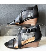 Lucky Brand Jenley Wedge Crisscross Strap Black Leather Sandal - Women&#39;s... - $812.98 MXN