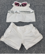 Build A Bear Outfit White Tank Summer Shorts Fashion Glasses Set for Teddy - $13.74