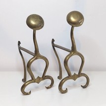Pair of Victorian Brass Fire Dogs / Andirons, Antique 19th Century - £33.26 GBP