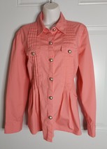Style &amp; Co Pink Button-Down Boho Style Roll Tab Sleeve Blouse Tunic Top Size 14 - £14.42 GBP