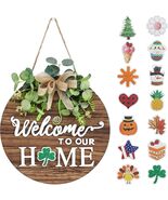 Charming Interchangeable Welcome Sign - Rustic Wood Wreath for -Round Decor - $51.43