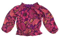 Health Tex Girls Top Floral Print  Lined Peasant 3/4 Sleeve Keyhole Size... - £6.75 GBP