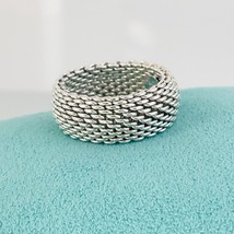 Size 11.5 Tiffany &amp; Co Somerset Mesh Dome Weave Ring Mens Unisex Sterling Silver - £371.70 GBP