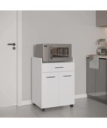 White Kitchen Island Cart: Storage &amp; Casters - $197.99