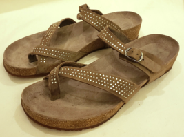 Mephisto Made in France Comfort Sandals with Sparkles Sz-EU 40/US-10 Tan Leather - £39.31 GBP