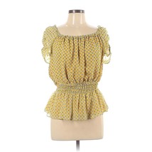 MAX Studio Women&#39;s Yellow Short Sleeve Blouse Boho Top Large - £13.59 GBP