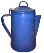 Enamel Graniteware Blue Metal Coffee Pot Speckled Large Vintage - $20.30 CAD