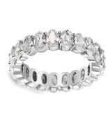 ADIRFINE 18K White Gold Plated 5mm Oval Cut Cubic Zirconia Eternity Ring - $29.99