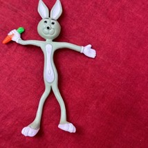 VTG 1980s 90s Green Easter Bunny Bendable 5&quot; Spring Bunny with Carrot Toy - £6.23 GBP