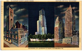 Postcard Downtown Pittsburgh Buildings at Night Pittsburgh Pennsylvania - £11.86 GBP