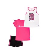 Champion Girls Size 5 T-Shirt Short 3 Piece Set Summer Tee Cotton Pink W... - $275.79 MXN