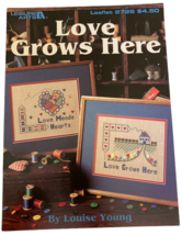 Leisure Arts Cross Stitch Patterns Love Grows Here Hot Air Balloon Rainbow Love - $4.99