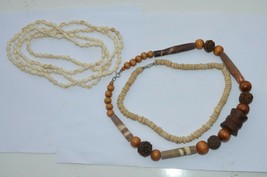 3 Vtg Necklaces**Puka Shell**Sea Shells**Wood Beads Seeds &amp; Shell ?? Nice&#39;&#39; - £14.68 GBP