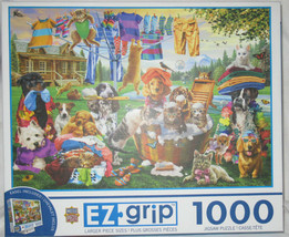 Master Pieces Jigsaw Puzzle 1000 Piece Large Size EZ Grip LAUNDRY DAY RA... - $41.10