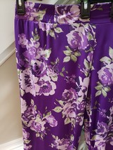 IMAN Womens Purple Floral Polyester Elastic Waist Wide Leg Palazzo Pants Size 2X - £21.86 GBP