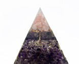 Pink Opal Orgonite Pyramid Amethyst Healing Reiki Meditation Orgone Pyramid - $42.98